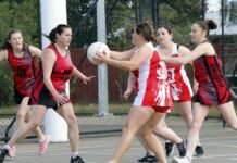 Parndana take on Kingscote in Kangaroo Island netball