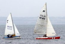 Sailing action in light winds from the KI Yacht Club