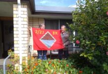 Battalion flag spending time on Kangaroo Island