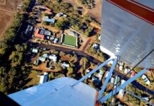 Chook flies his Boeing bi-plane over Kangaroo Island ANZAC services