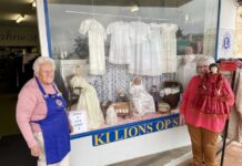 Rosie’s dolls feature in the window at KI Lions Op Shop