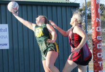 A Grade netball match between Kingscote, Dudley United