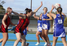 A Grade and U17 netball action from Kingscote