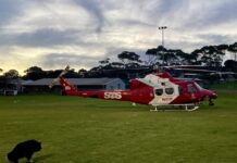 Helicopter lands on Kingscote oval as helipad work progressing