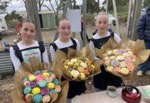 Cupcakes and produce at Parndana garden, Heartland Harvest Exchange