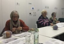 Entrelac knitting night for CWA Ligurian Ladies’ June meeting