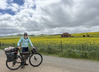 Nic cycles circumference of Earth before arriving at hometown Parndana Show