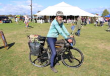 Distance4Dementia rider Nic Tremaine cycles onto Port Elliot Showgrounds