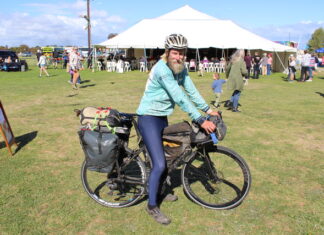 Distance4Dementia rider Nic Tremaine cycles onto Port Elliot Showgrounds