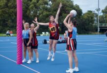 Netballers in action at SA Masters Games