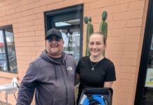 EV charging cable at Cactus Cafe for visiting EV drivers